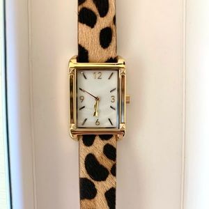 Stella and Dot leopard print, calf hair watch